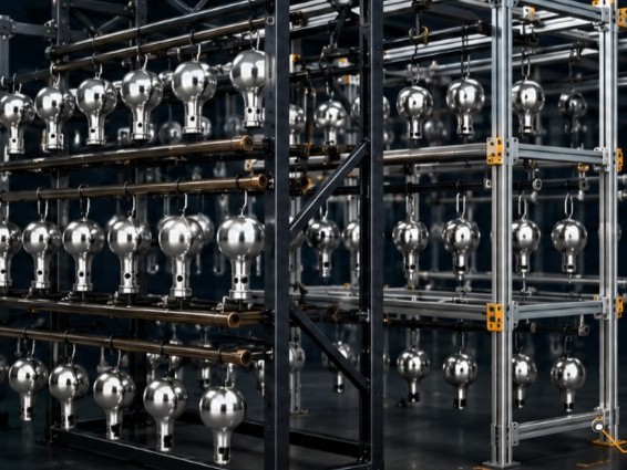 Anodizing racks with silver parts loaded on them